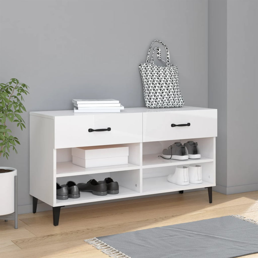 Pantofar, Alb Extralucios, 102X35X55 Cm, Lemn Compozit