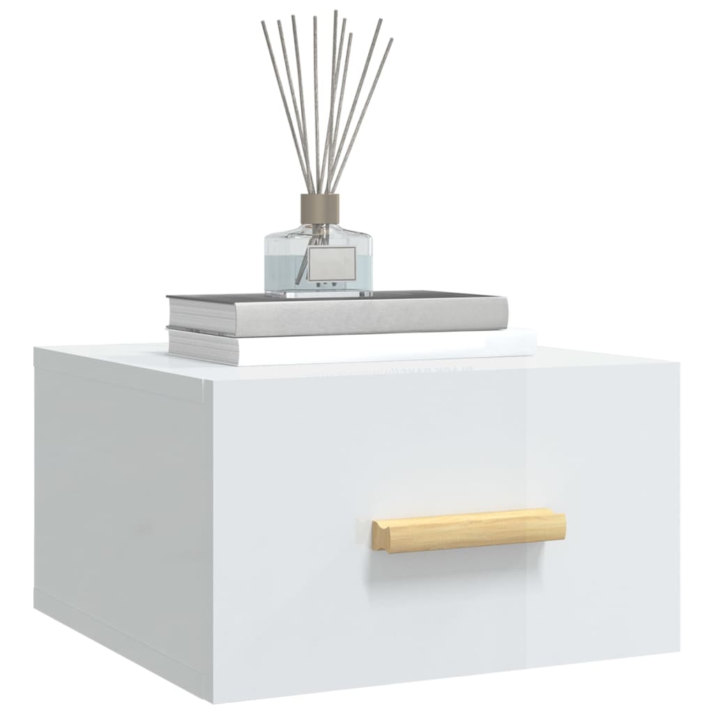 Noptiere De Perete, 2 Buc., Alb Extralucios, 35X35X20 Cm