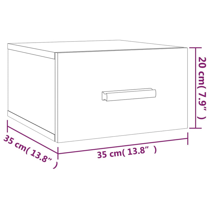 Noptiere De Perete, 2 Buc., Alb Extralucios, 35X35X20 Cm