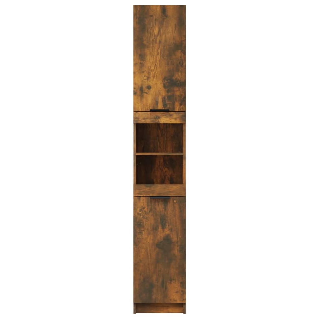 Dulap De Baie, Stejar Fumuriu, 32X34X188,5 Cm, Lemn Prelucrat