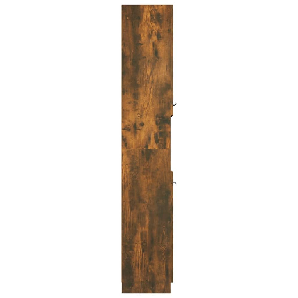 Dulap De Baie, Stejar Fumuriu, 32X34X188,5 Cm, Lemn Prelucrat