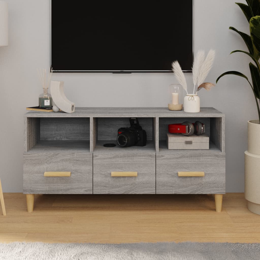 Comodă Tv, Alb Extralucios, 102X36X50 Cm, Lemn Prelucrat