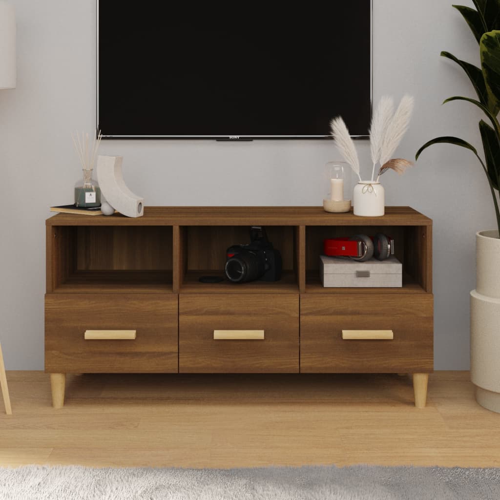 Comodă Tv, Alb Extralucios, 102X36X50 Cm, Lemn Prelucrat