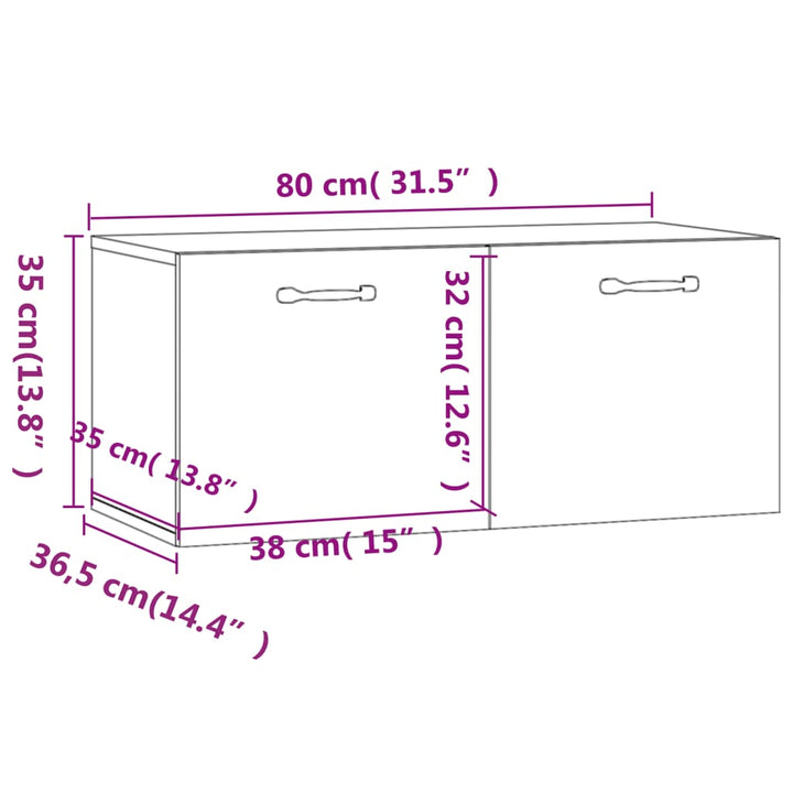 Dulap De Perete, Gri Sonoma, 80X36,5X35 Cm, Lemn Compozit