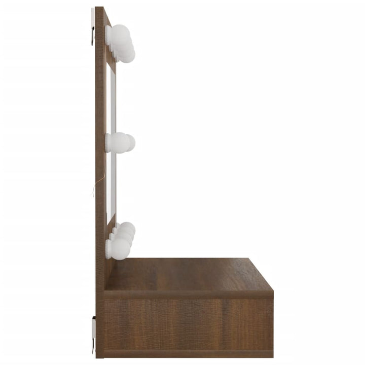 Dulap Cu Oglindă Și Led, Stejar Maro, 60X31,5X62 Cm