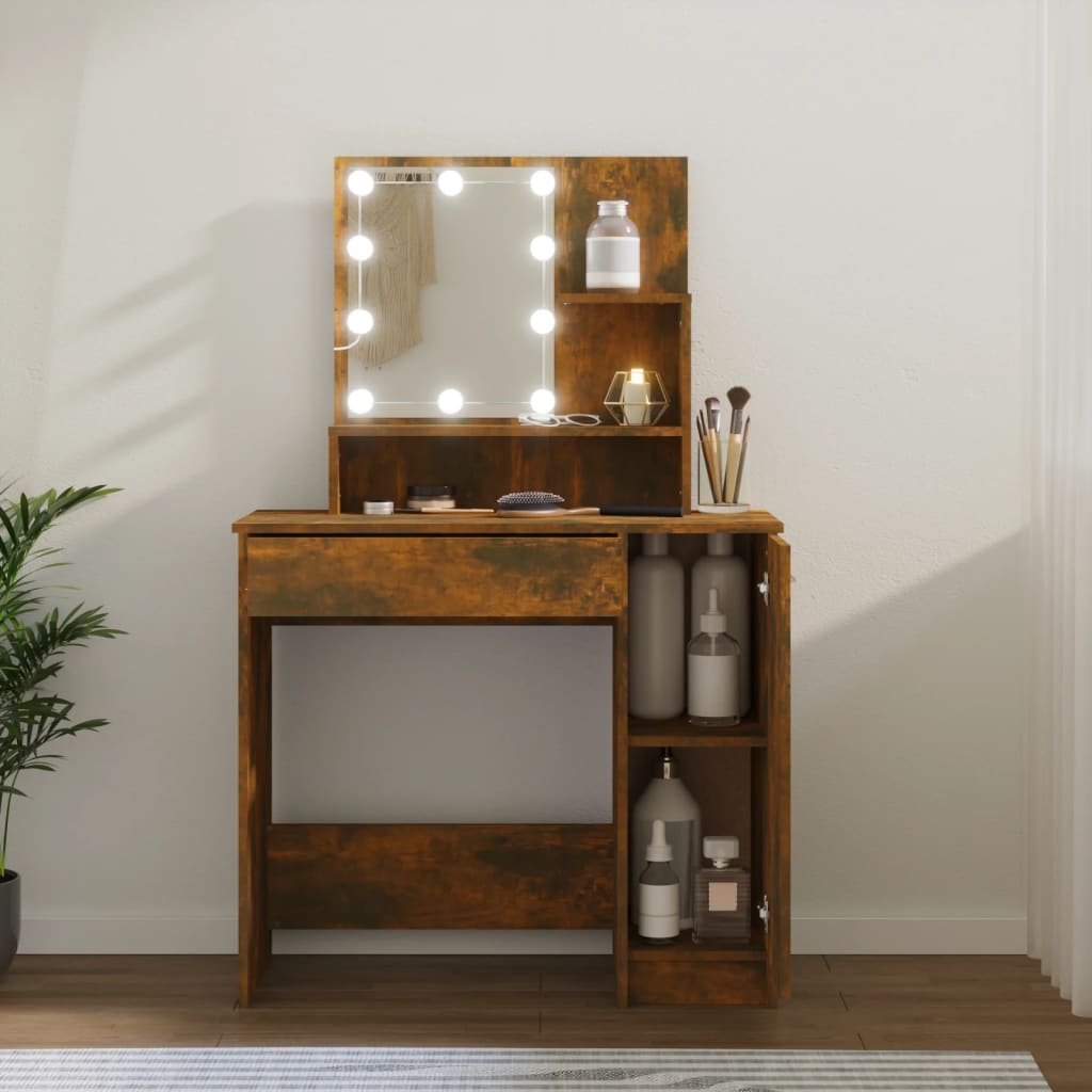 Masă De Toaletă Cu Led, , 86,5X35X136 Cm