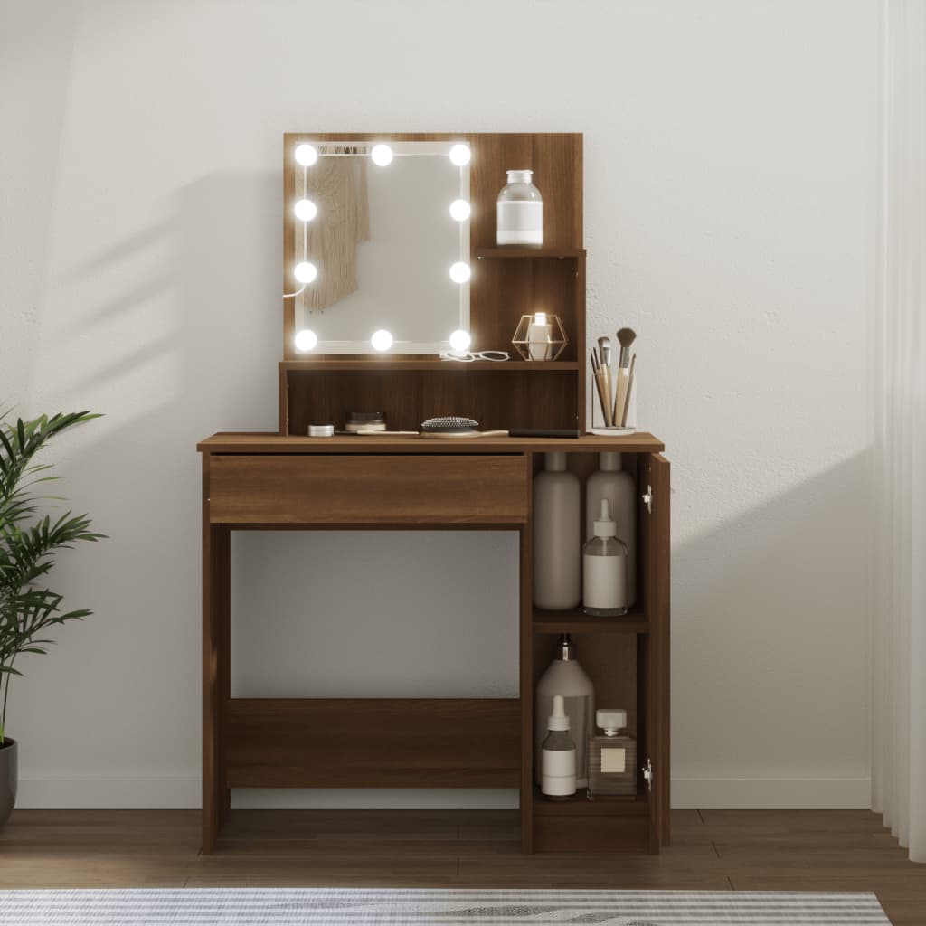 Masă De Toaletă Cu Led, , 86,5X35X136 Cm