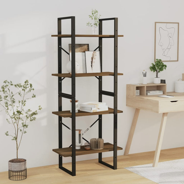 Bibliotecă Cu 4 Rafturi, , 60X30X, Masiv De Pin