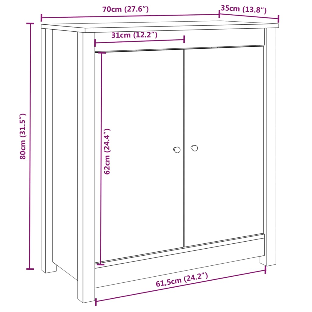 Servante, 2 Buc., , 70X35X80 Cm, Lemn Masiv De Pin