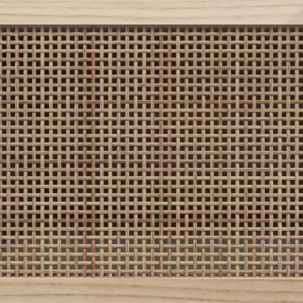 Comodă Tv, , 80X30X40 Cm, Lemn Masiv Pin Și Ratan Natural