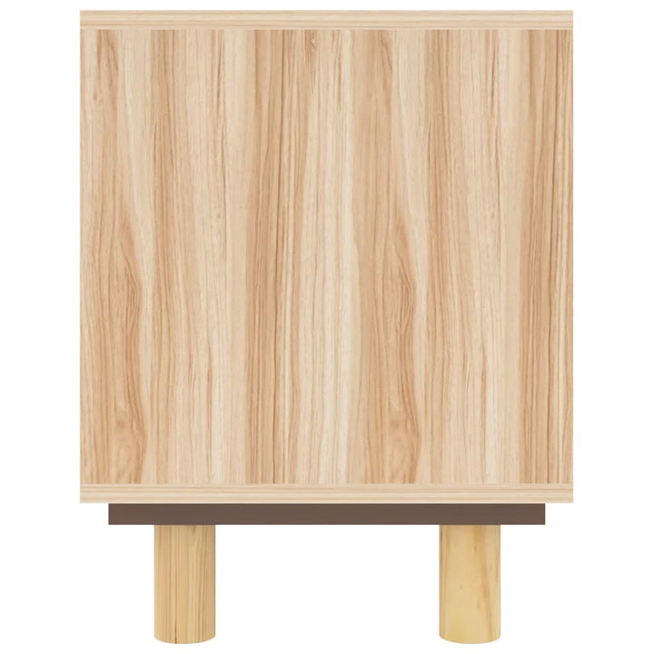 Comodă Tv, , 105X30X40 Cm Lemn Masiv Pin Și Ratan Natural