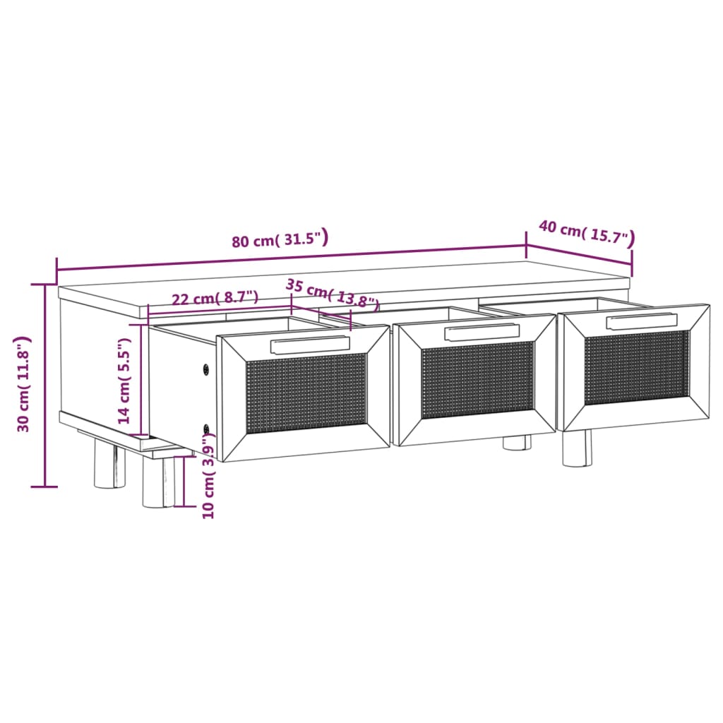 Măsuță De Cafea 80X40X30 Cm Lemn Prelucrat&Lemn Masiv Pin