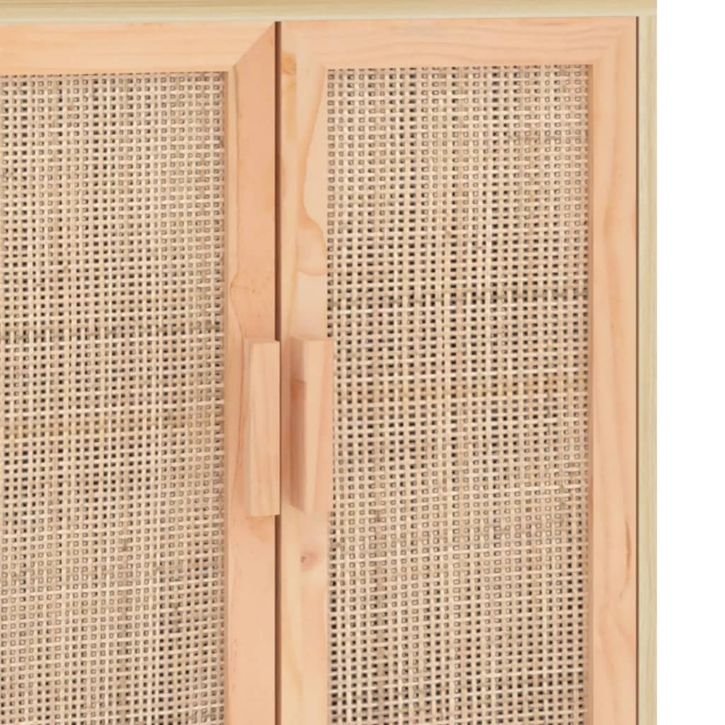 Servantă, , 60X30X70 Cm, Lemn Masiv Pin Și Ratan Natural