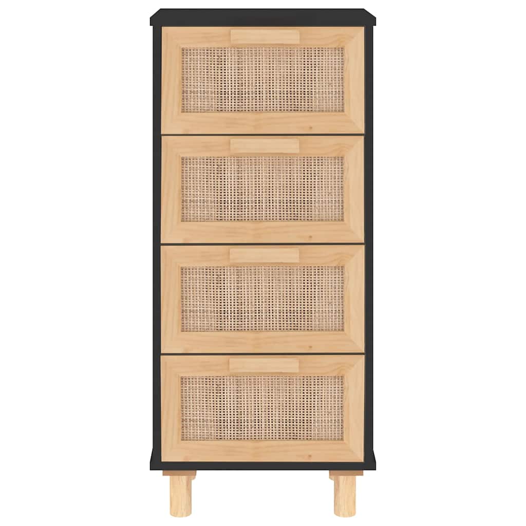 Servantă, , 40X30X90 Cm, Lemn Masiv Pin Și Ratan Natural