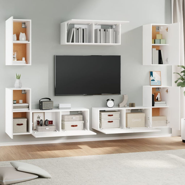 Set Dulap Tv, 7 Piese, , Lemn Prelucrat