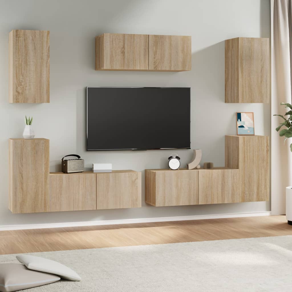 Set Dulap Tv, 7 Piese, , Lemn Prelucrat