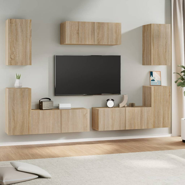 Set Dulap Tv, 7 Piese, , Lemn Prelucrat