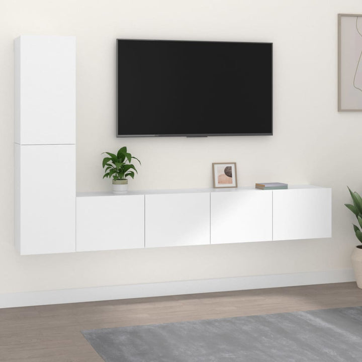 Set Dulap Tv, 4 Piese, , Lemn Prelucrat