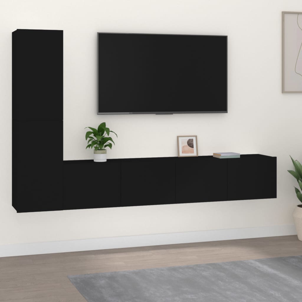Set Dulap Tv, 4 Piese, , Lemn Prelucrat
