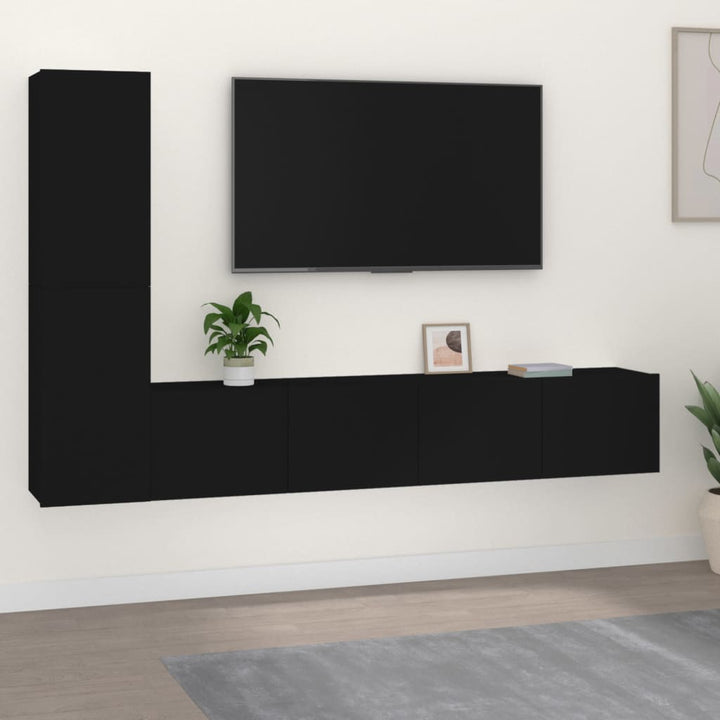 Set Dulap Tv, 4 Piese, , Lemn Prelucrat