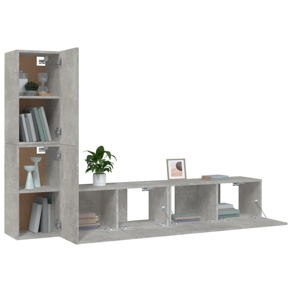Set Dulap Tv, 4 Piese, , Lemn Prelucrat