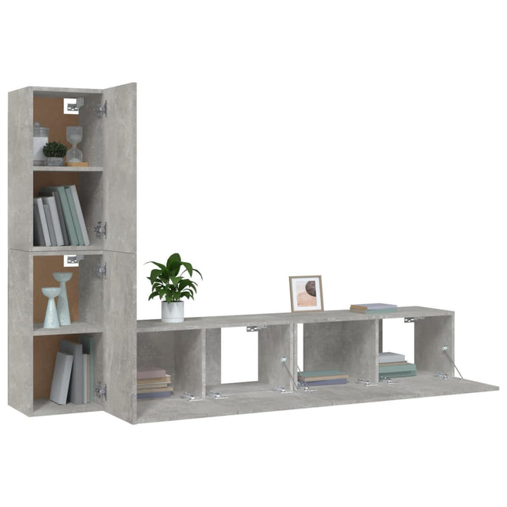 Set Dulap Tv, 4 Piese, , Lemn Prelucrat