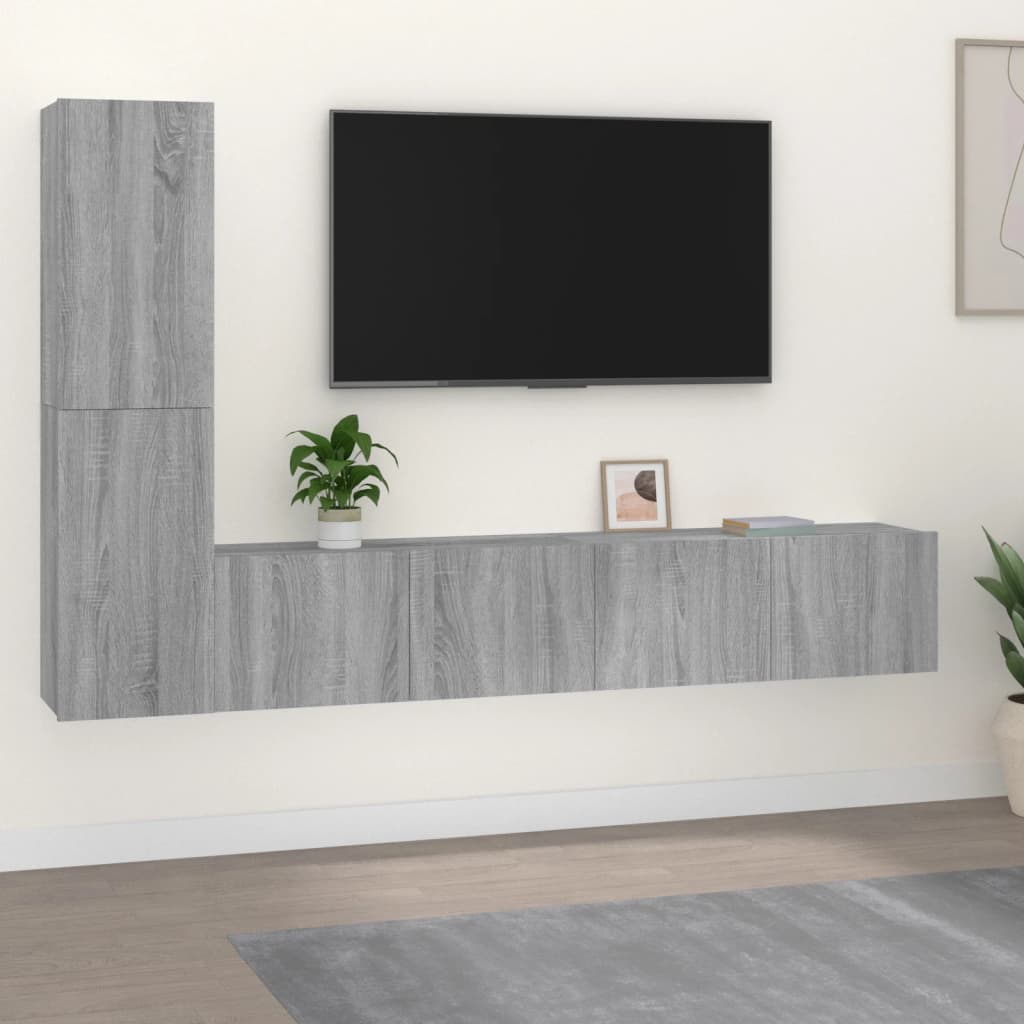 Set Dulap Tv, 4 Piese, , Lemn Prelucrat
