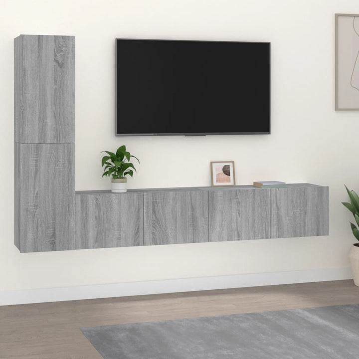 Set Dulap Tv, 4 Piese, , Lemn Prelucrat