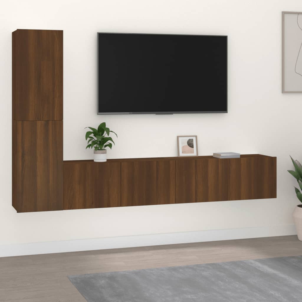 Set Dulap Tv, 4 Piese, , Lemn Prelucrat
