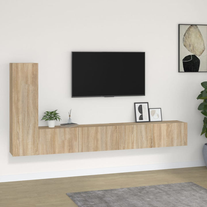 Set Dulap Tv, 4 Piese, , Lemn Prelucrat