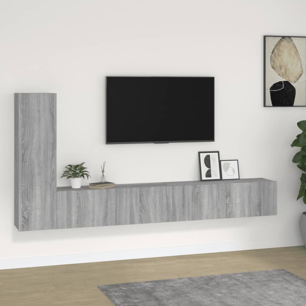 Set Dulap Tv, 4 Piese, , Lemn Prelucrat