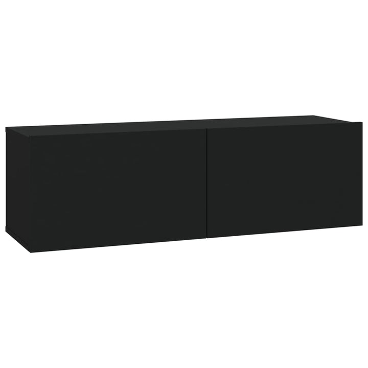 Set Dulap Tv, 5 Piese, Negru, Lemn Prelucrat