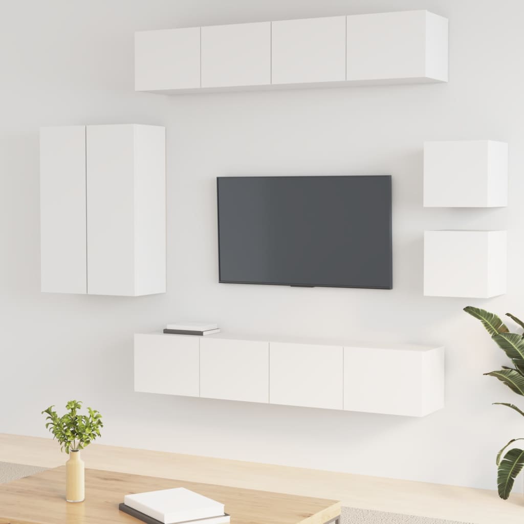 Set Dulap Tv, 8 Piese, , Lemn Prelucrat
