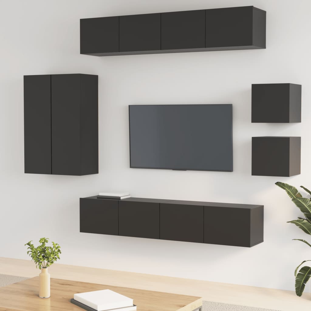 Set Dulap Tv, 8 Piese, , Lemn Prelucrat