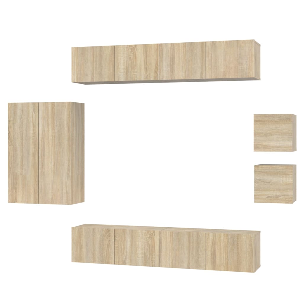 Set Dulap Tv, 8 Piese, , Lemn Prelucrat
