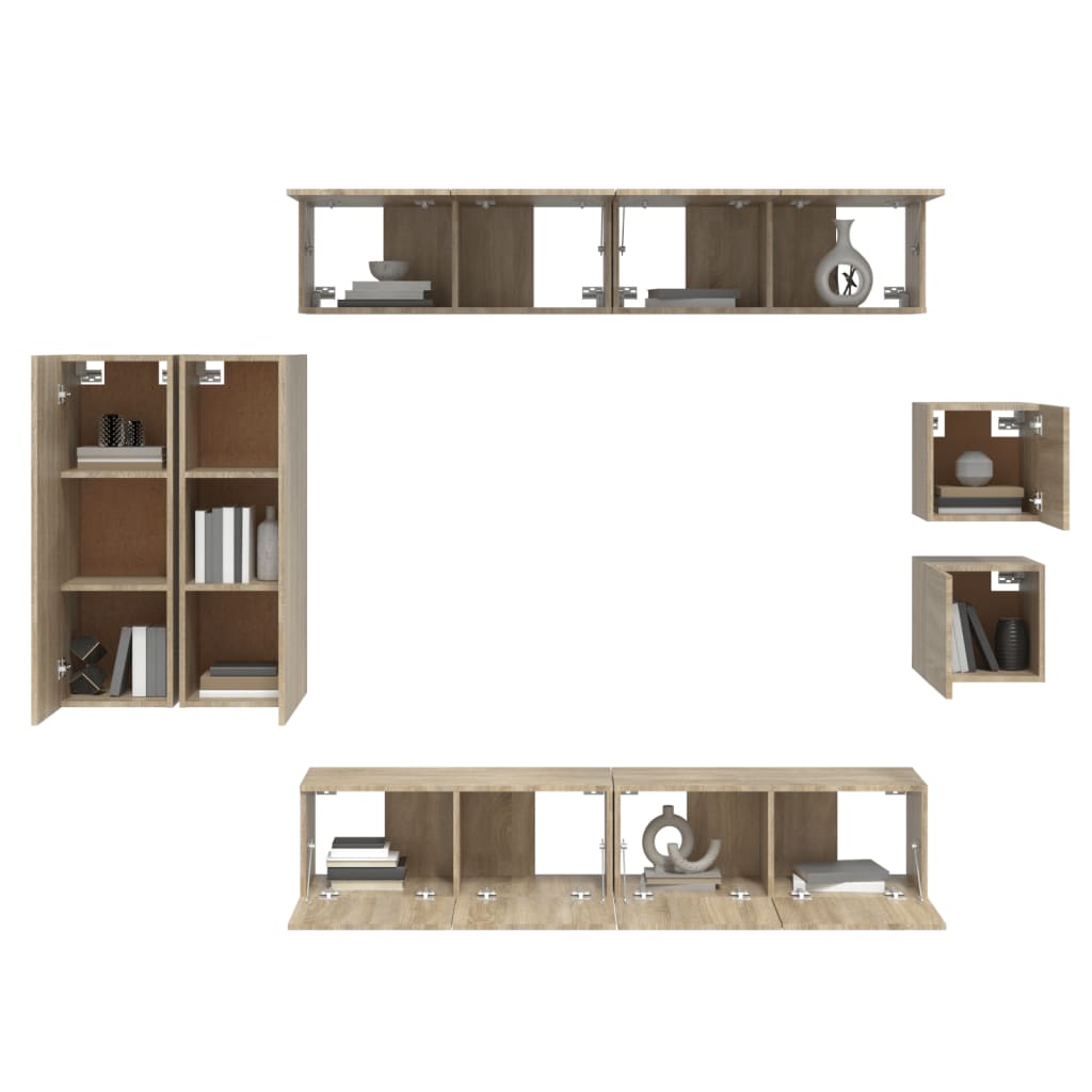 Set Dulap Tv, 8 Piese, , Lemn Prelucrat