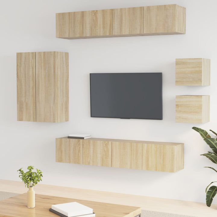 Set Dulap Tv, 8 Piese, , Lemn Prelucrat