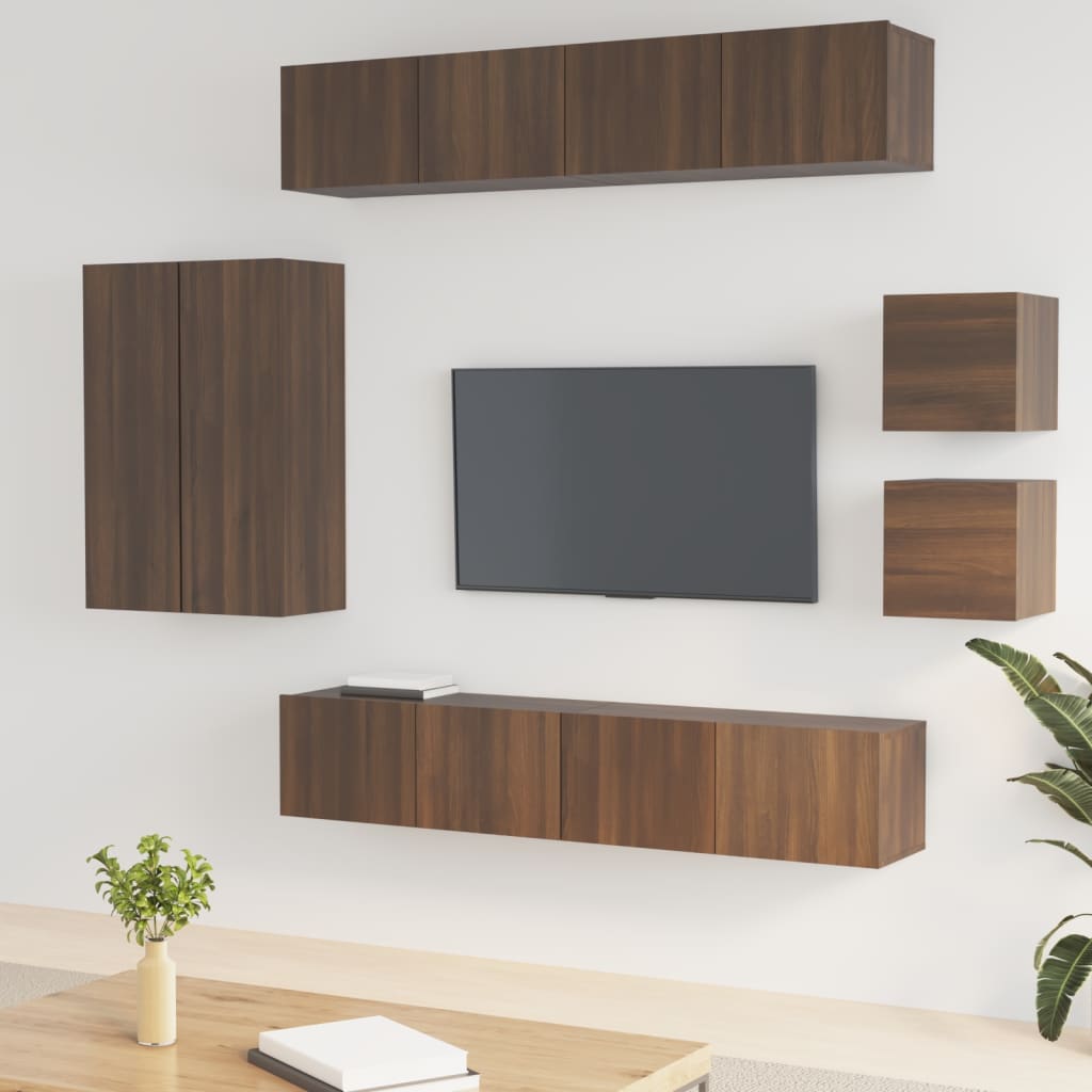 Set Dulap Tv, 8 Piese, , Lemn Prelucrat