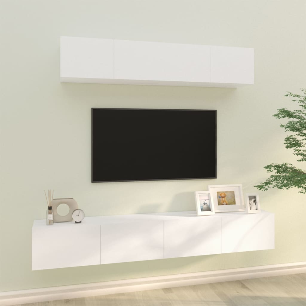 Set Dulap Tv, 4 Piese, , Lemn Prelucrat