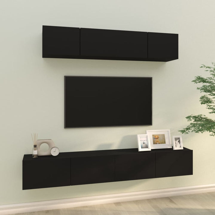 Set Dulap Tv, 4 Piese, , Lemn Prelucrat