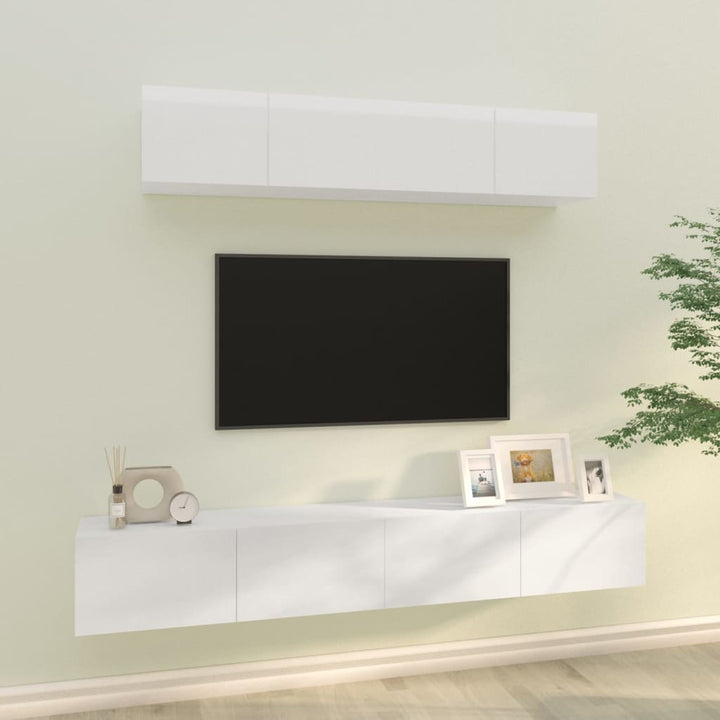 Set Dulap Tv, 4 Piese, , Lemn Prelucrat