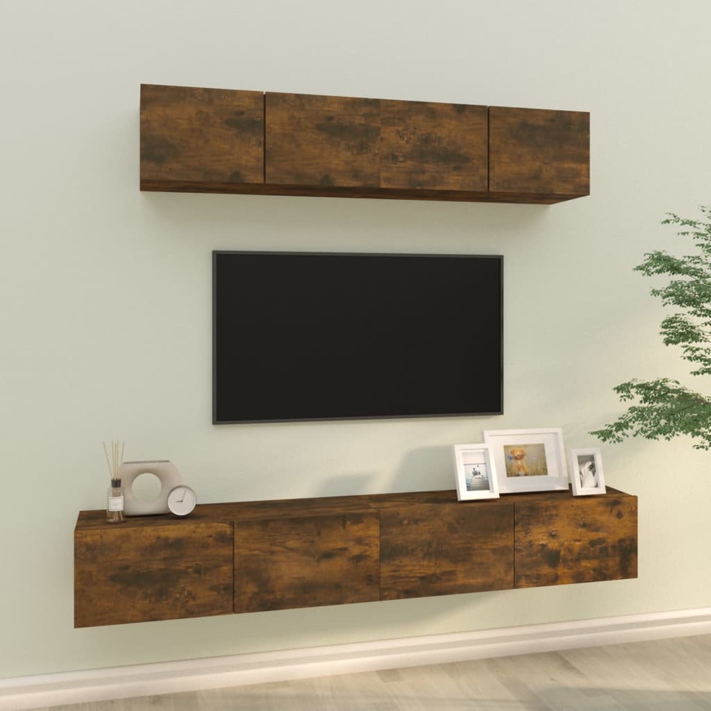 Set Dulap Tv, 4 Piese, , Lemn Prelucrat