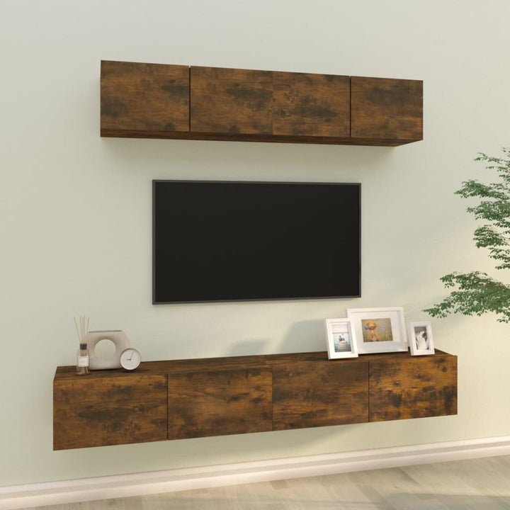Set Dulap Tv, 4 Piese, , Lemn Prelucrat