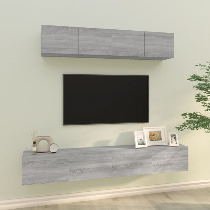 Set Dulap Tv, 4 Piese, , Lemn Prelucrat