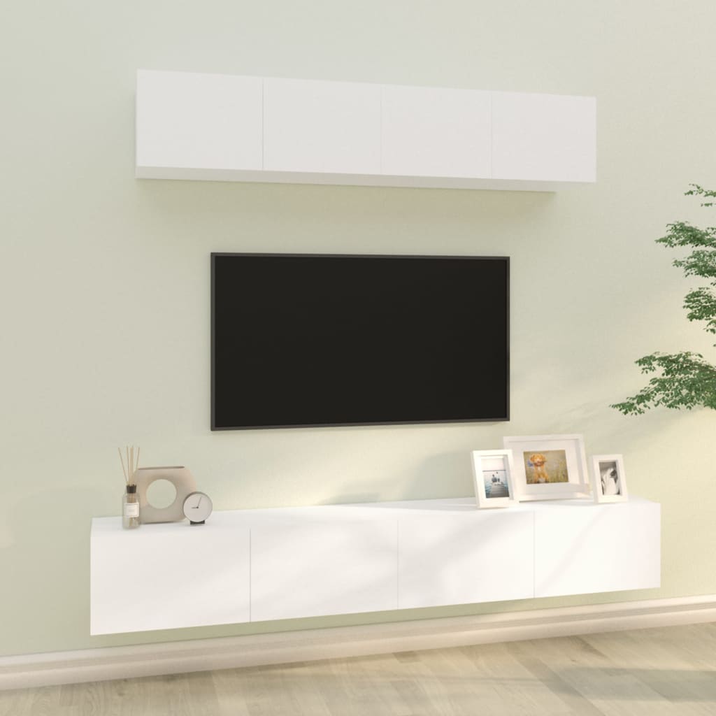 Set Dulap Tv, 4 Piese, , Lemn Prelucrat