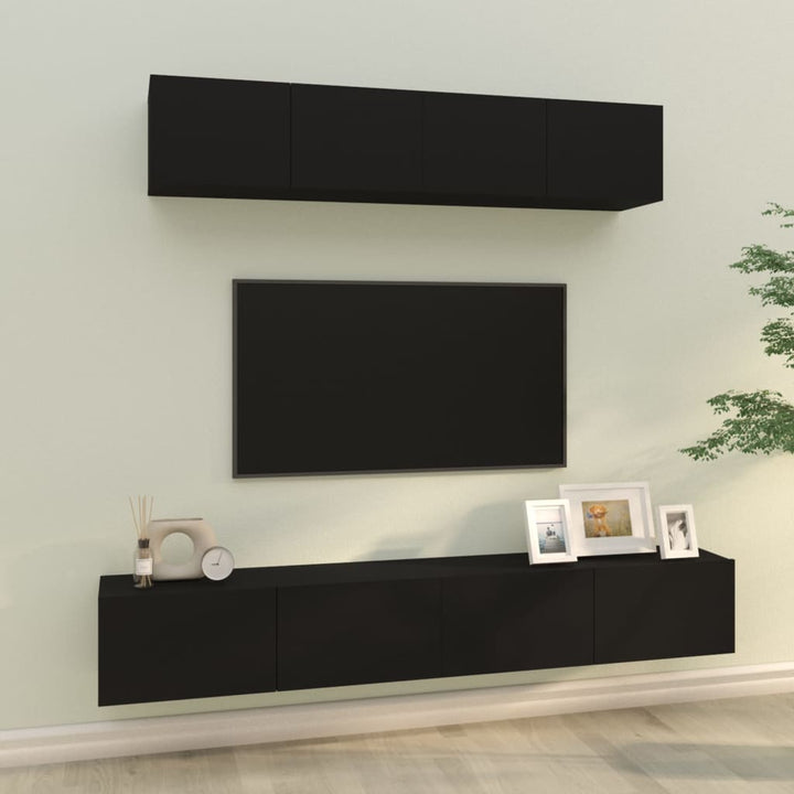 Set Dulap Tv, 4 Piese, , Lemn Prelucrat