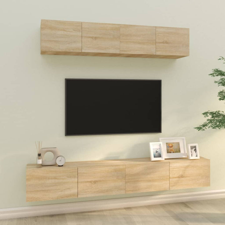 Set Dulap Tv, 4 Piese, , Lemn Prelucrat