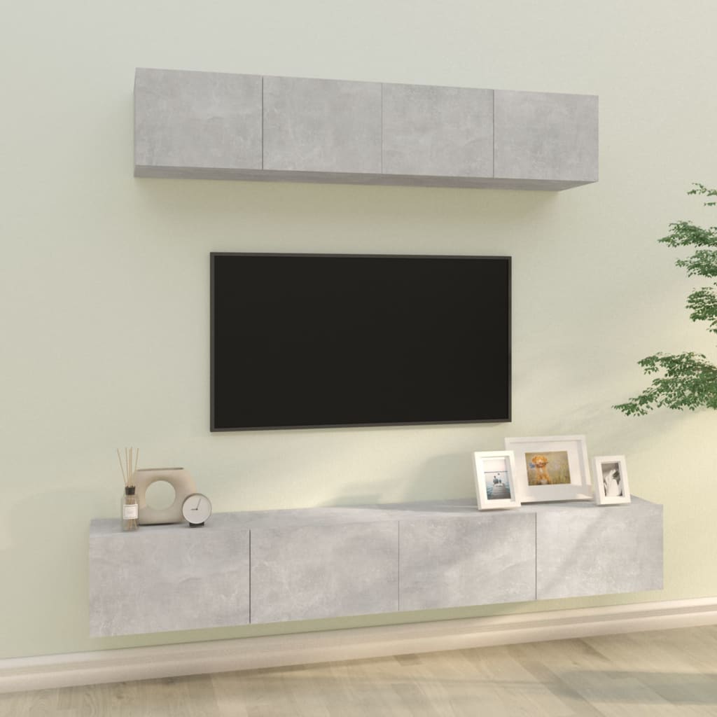 Set Dulap Tv, 4 Piese, , Lemn Prelucrat