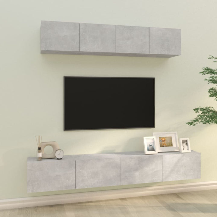 Set Dulap Tv, 4 Piese, , Lemn Prelucrat