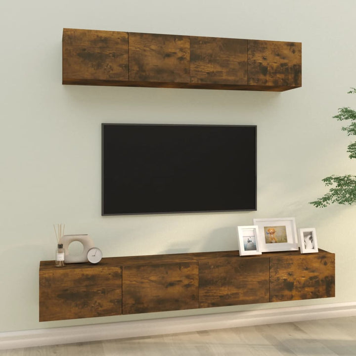 Set Dulap Tv, 4 Piese, , Lemn Prelucrat